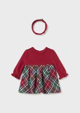Load image into Gallery viewer, L/S Knit Tartan Dress w/ Headband