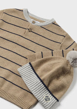 Load image into Gallery viewer, Striped Knit Henley & Hat Set