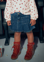 Load image into Gallery viewer, Patch Pkt Ruffle Denim Skirt
