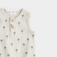 Load image into Gallery viewer, Palm Ribbed Henley Bubble Romper
