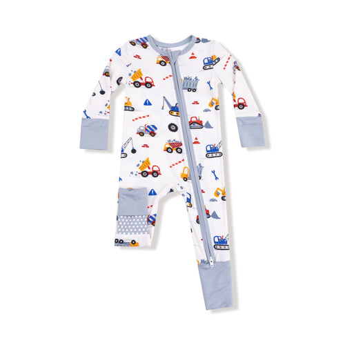 2 Way Zipper Romper- Crayon Construction