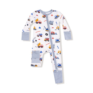2 Way Zipper Romper- Crayon Construction