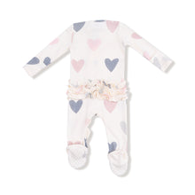 Load image into Gallery viewer, 2-Way Ruffle Zip Footie- Hearts