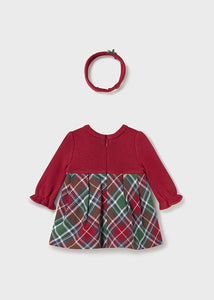 L/S Knit Tartan Dress w/ Headband