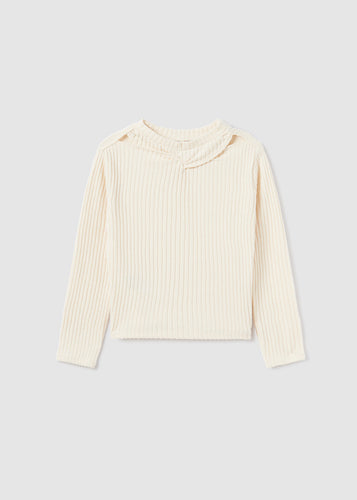 Cutout L/S Ribbed Shirt