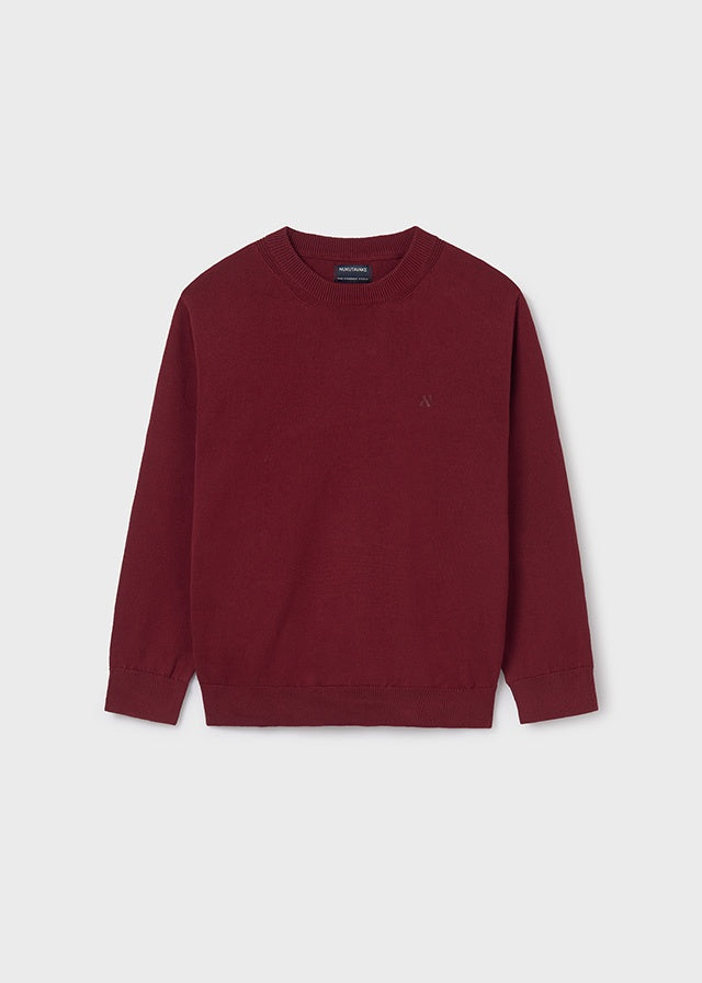 Crewneck Fine Knit Sweater- Wine