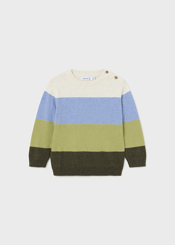 Fine Knit Block Sweater-Forest