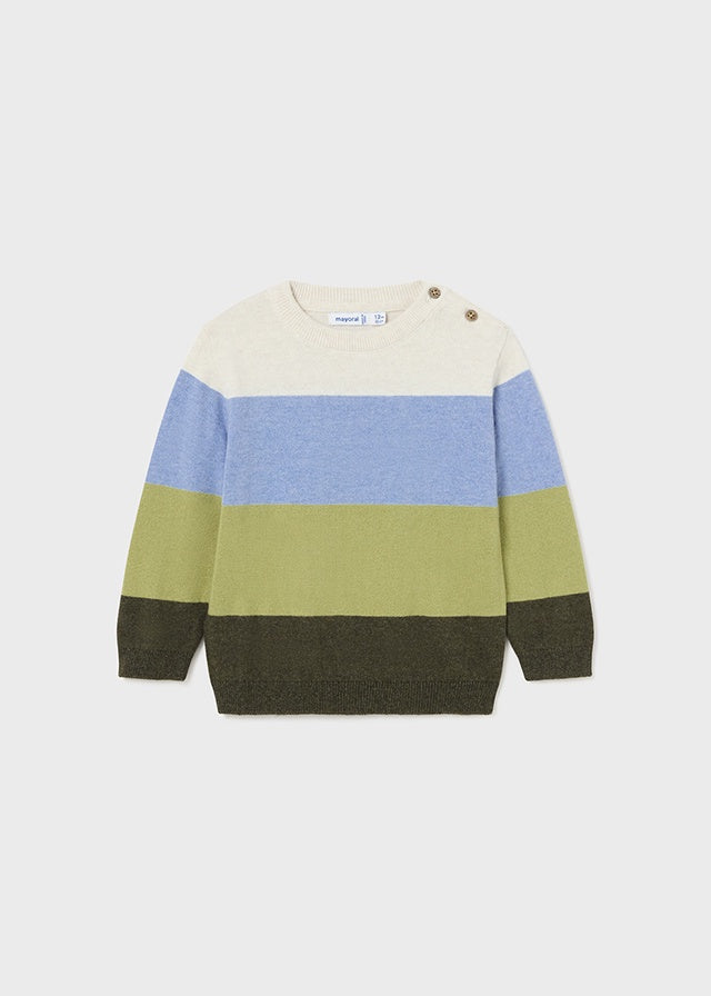 Fine Knit Block Sweater-Forest