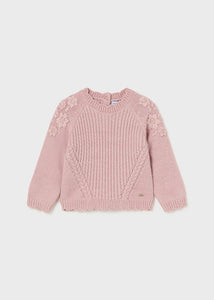 Floral Knit Sweater Pink