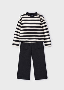 Striped L/S Knit Pant Set