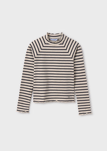 Striped Ribbed Mockneck Sweater