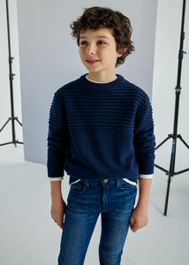 Jacquard Stripe Solid Sweater