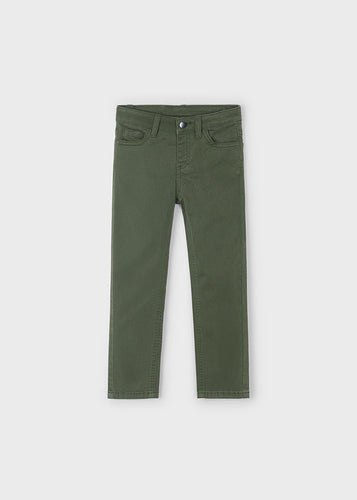 5Pkt Slim Fit Solid Pant- Olive