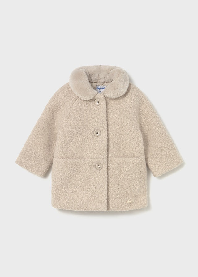 Faux Fur Collar Shearling Coat