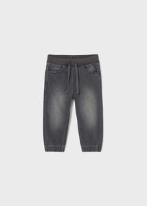 Soft Denim Jogger Pant- Grey