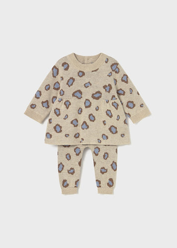 Knit Leopard Dress & Legging Set