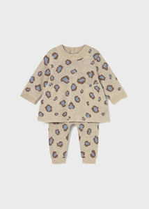 Knit Leopard Dress & Legging Set