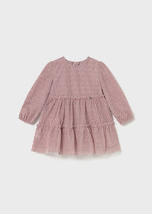 Velvet Mesh Overlay L/S Dress