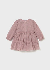 Velvet Mesh Overlay L/S Dress