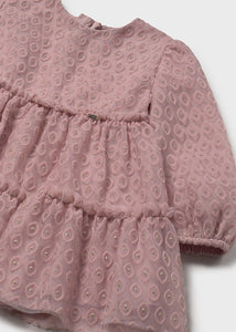 Velvet Mesh Overlay L/S Dress