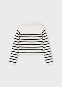 Scallop Neck Knit Stripe Top