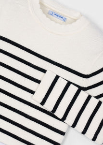 Scallop Neck Knit Stripe Top
