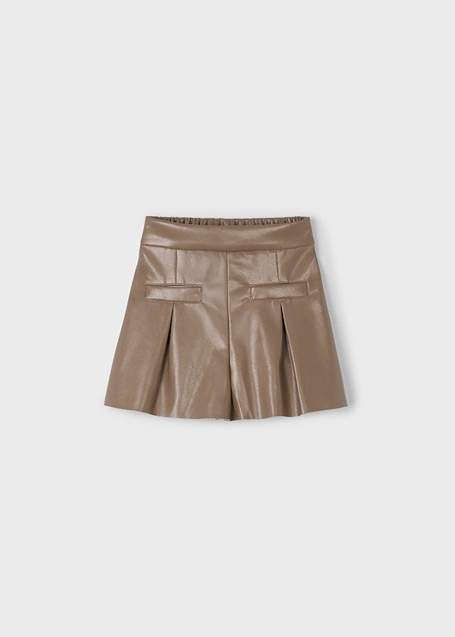 Faux Leather Pleat Short