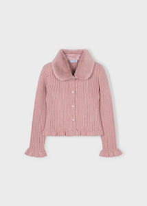 Faux Fur Collar Cardigan