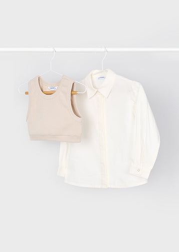 Cropped Vest & Blouse Set