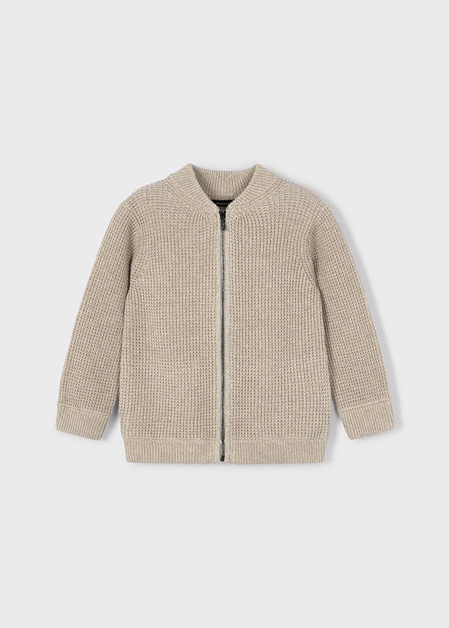 Waffle Zip Knit Cardigan