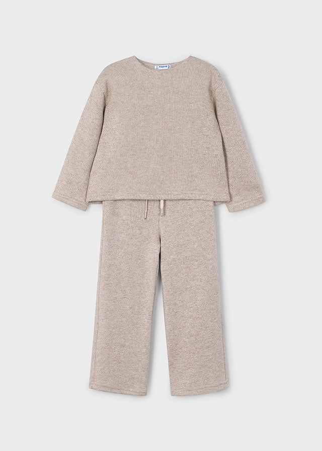 Bow Back Metallic Knit Pant Set