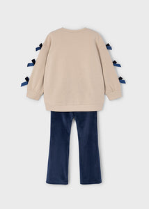 Velvet Bow Pullover Legging Set