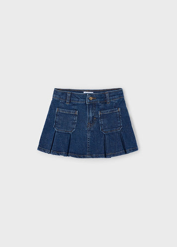 Patch Pkt Ruffle Denim Skirt