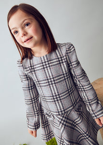 Plaid Knit Dress- Grey/Red