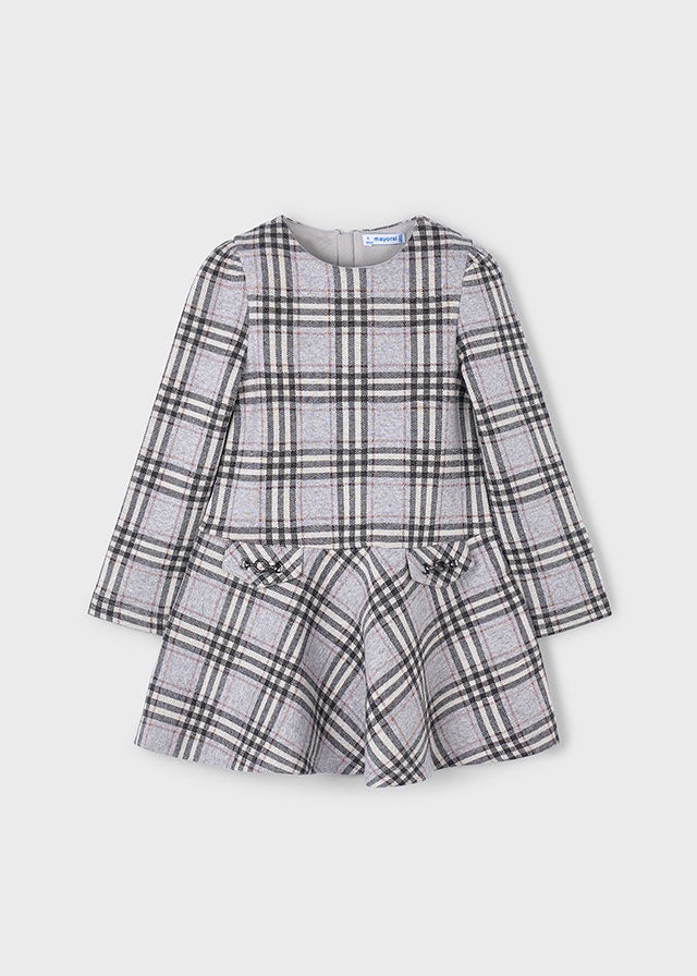 Plaid Knit Dress- Grey/Red