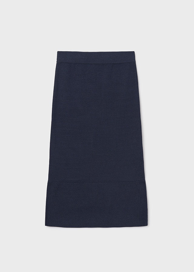 Solid Tricot Midi Skirt