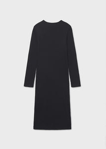 Grommet L/S Rib Midi Dress