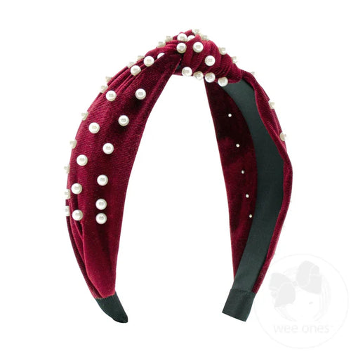 Velvet Knot Pearl Headband