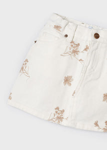 Floral Embroidered Denim Skirt