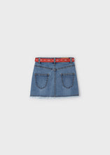 Load image into Gallery viewer, Woven Belted Fray Denim Skirt