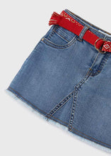 Load image into Gallery viewer, Woven Belted Fray Denim Skirt