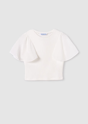 Chiffon Flutter Ribbed Tee