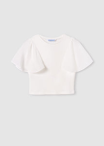Chiffon Flutter Ribbed Tee