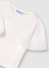 Load image into Gallery viewer, Chiffon Flutter Ribbed Tee
