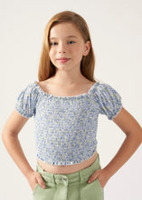Load image into Gallery viewer, Monet Cropped Honeycomb Blouse