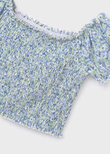 Load image into Gallery viewer, Monet Cropped Honeycomb Blouse
