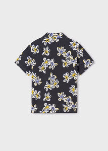 Linen Blend Hibiscus S/S Shirt