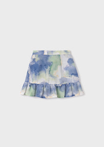 Watercolor Ruffle Mini Skirt