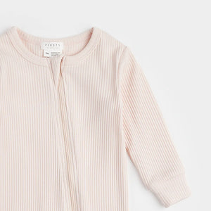 L/S Ribbed Knit Sleeper- Light Pink