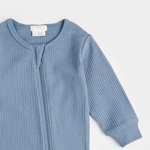 Load image into Gallery viewer, L/S Ribbed Knit Sleeper- Blue Denim